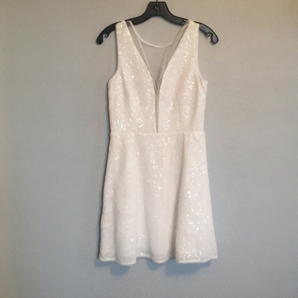 BCBG Off White Sequence Evening Dress